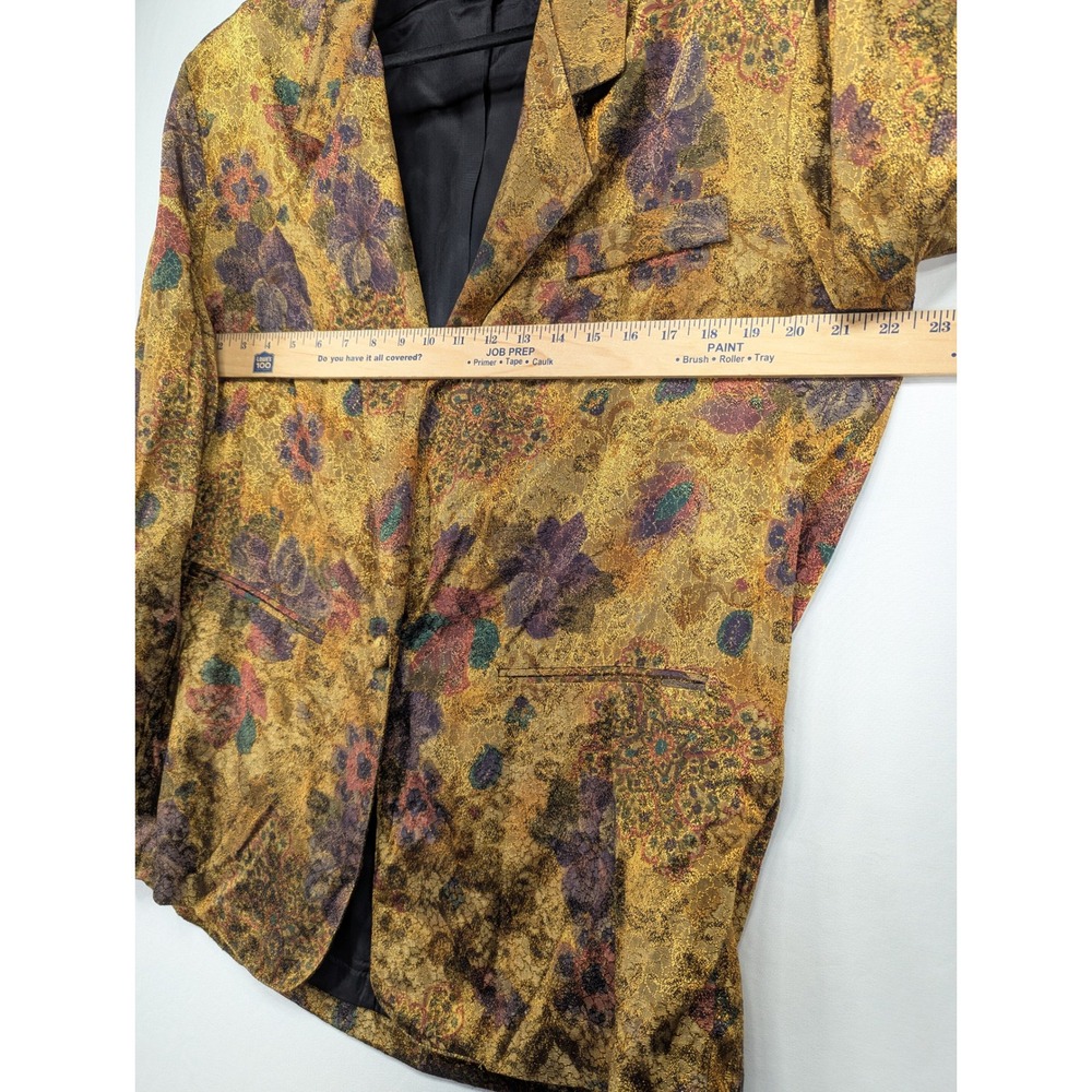 Michael & Company Vintage Gold Floral Metallic Brocade Blazer Jacket XL Tapestry - Picture 5 of 11